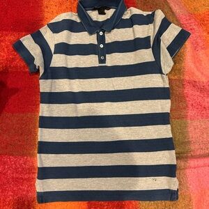 Marc by Marc Jacobs Blue and Gray Striped Collared Polo Shirt top